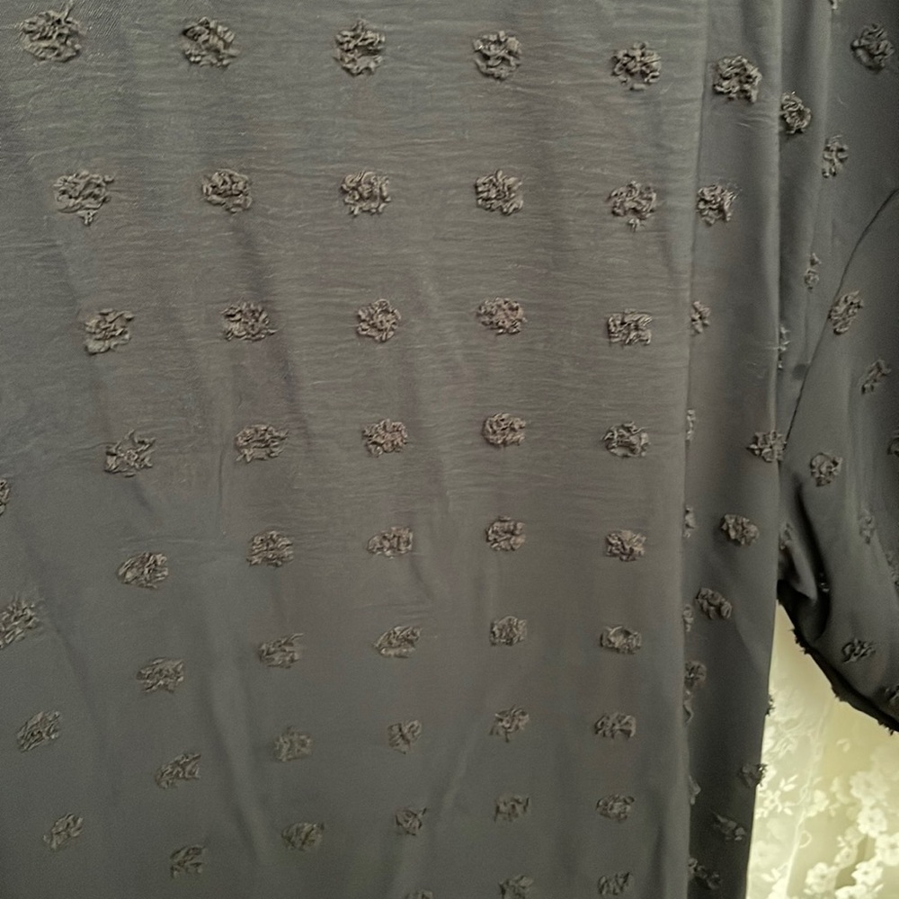 Deep Black Sheer Swiss Dot Kimono Cardigan Blouse - Picture 5 of 9